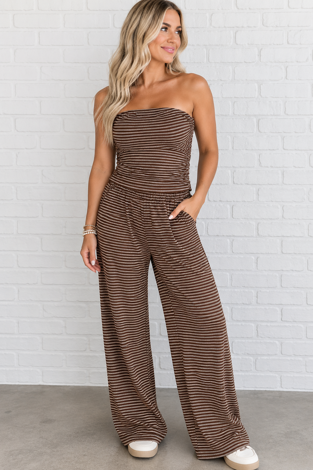 Mocha Stripe Lounge Set