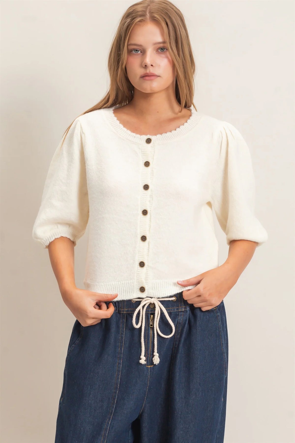 Ivory Grace Button Cardigan