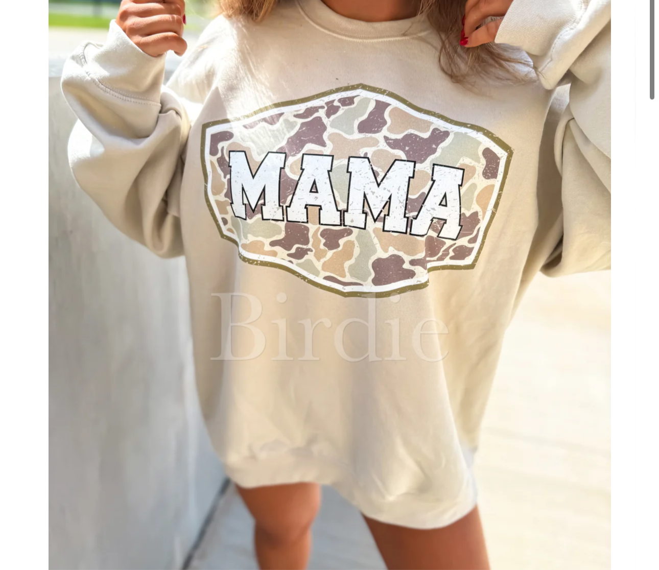 Duck Camo MAMA Graphic Crewneck on Sand