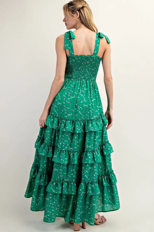Floral Printed Tiered Ruffled Maxi Dress