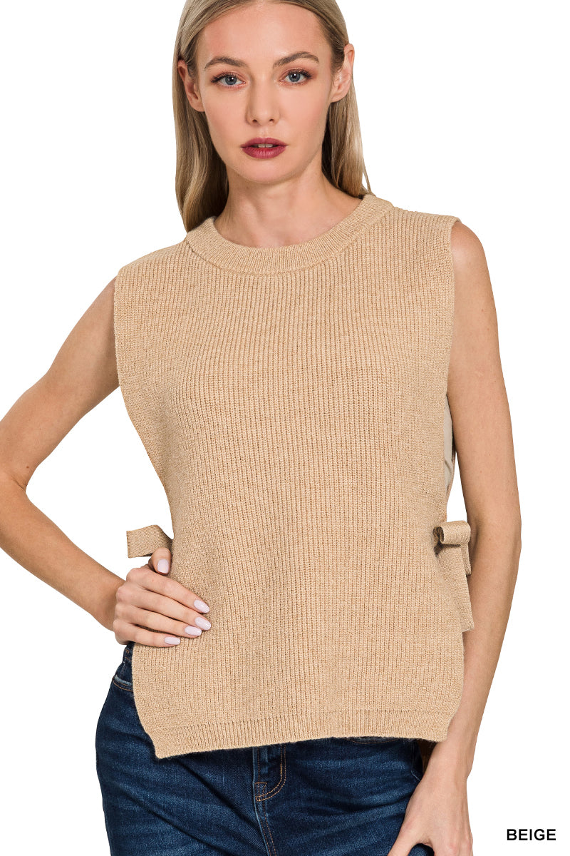 Side tie sweater vest