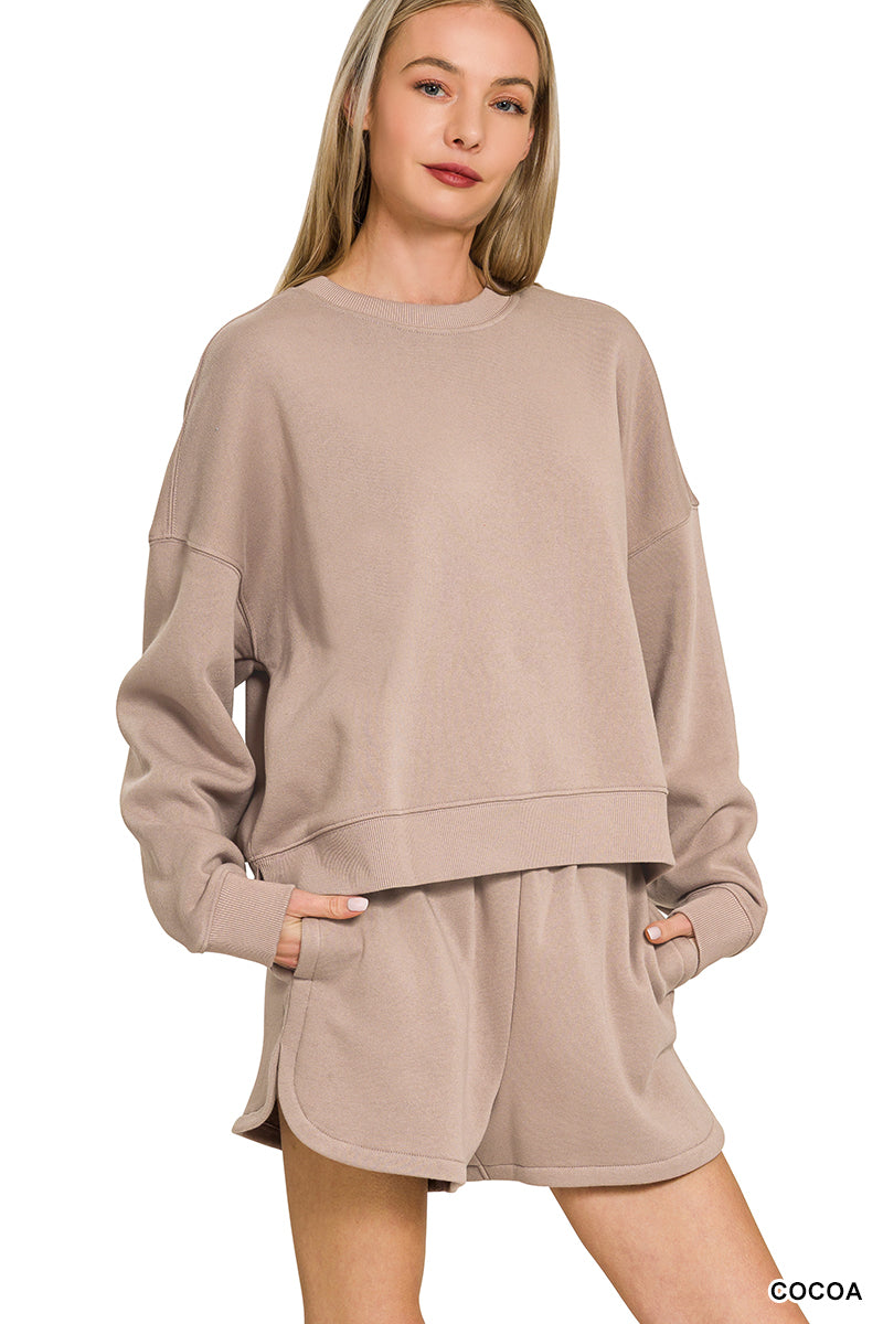 Zenana SWEATSHIRT & SHORTS SET