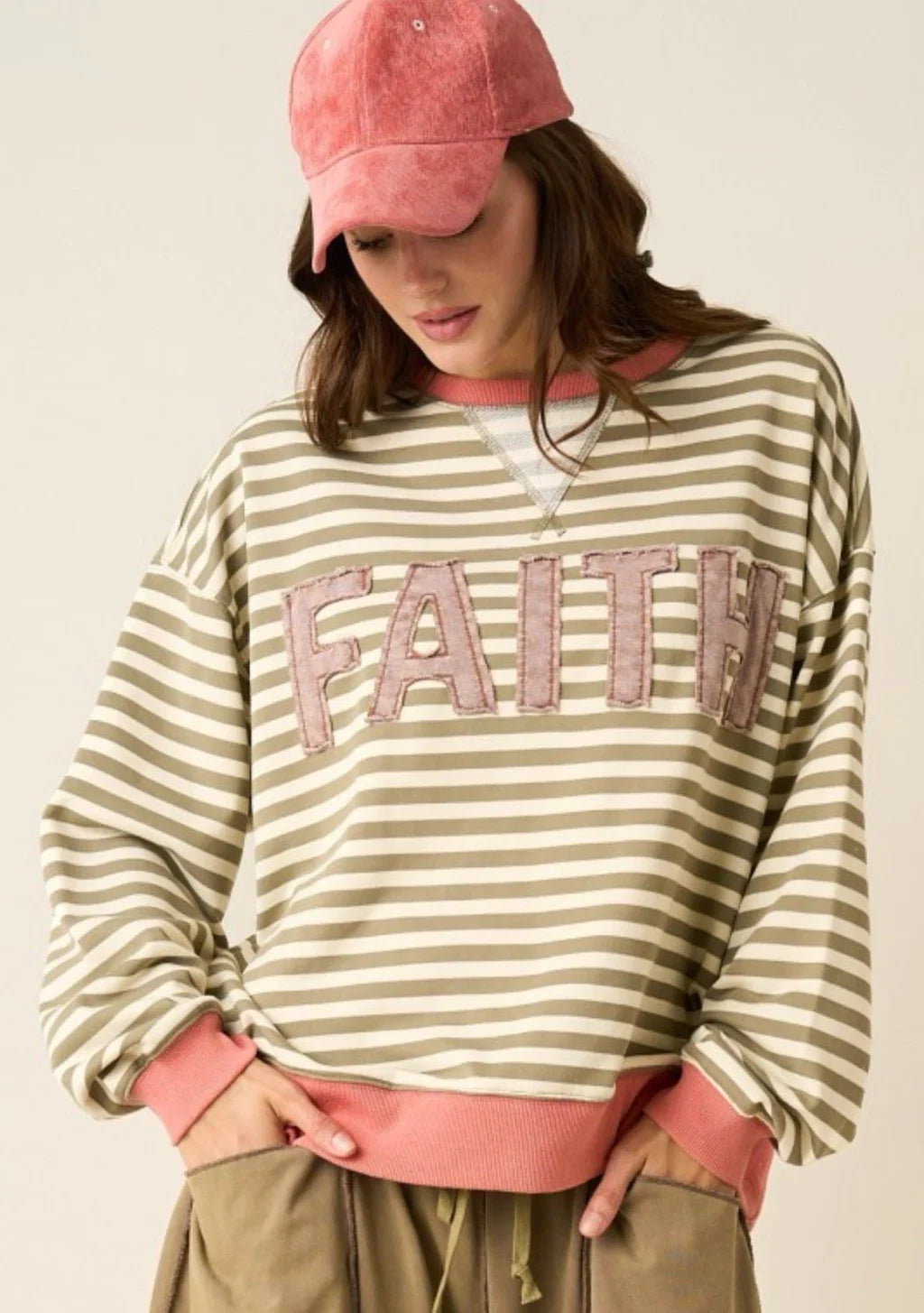 Faithfully Yours Striped Sweatshirt
