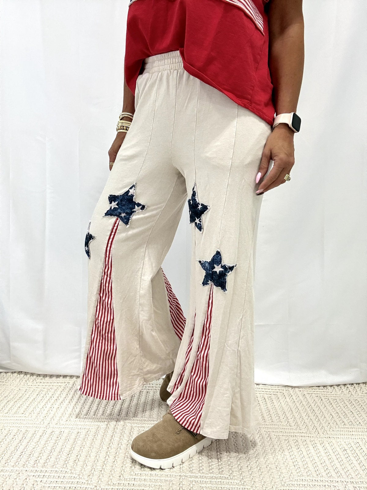 Starry Stroll Flare Pants In Natural