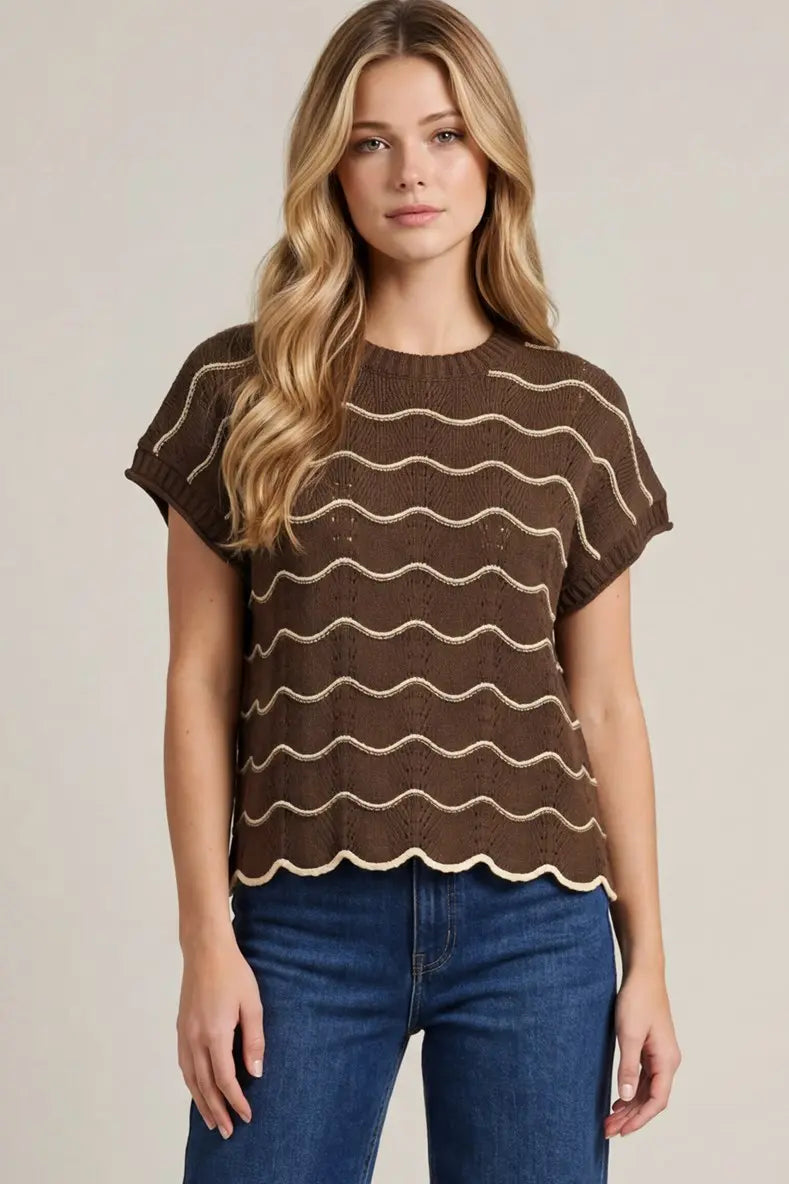 Cocoa Wave Knit Top