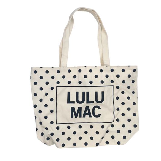 Lulu Mac Canvas Tote-Black Dot on White