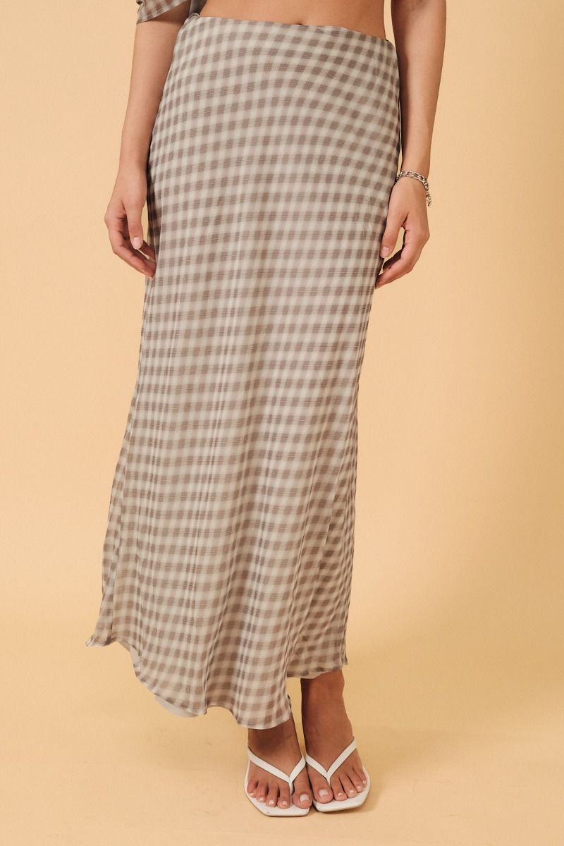 The Mocha Muse Plaid Midi Skirt