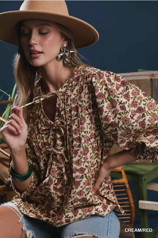 Rustic Rose Corduroy Top