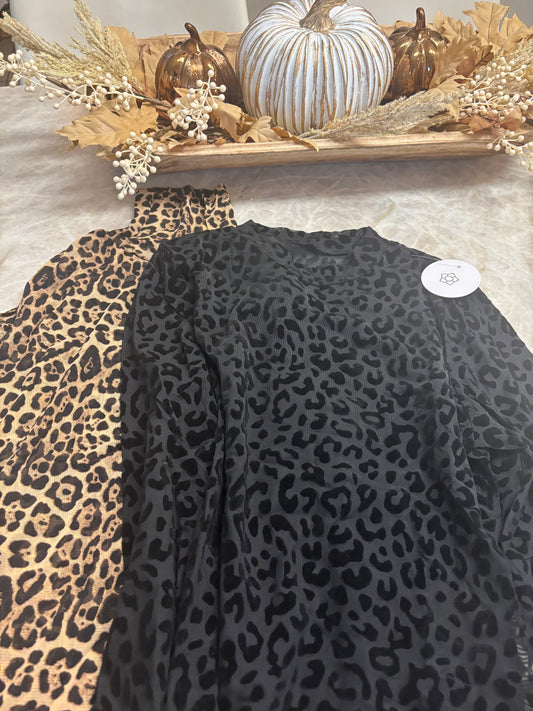 Leopard mesh tops