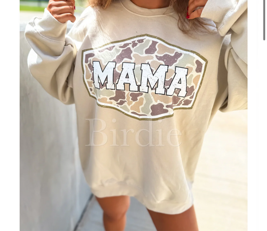 Duck Camo MAMA Graphic Crewneck on Sand