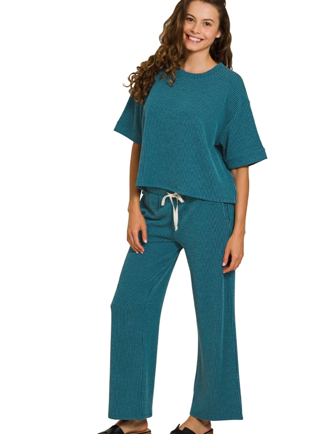 Zenana Ribbed Pant Set