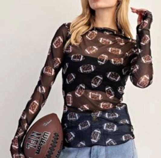 Leopard Football Printed Mesh Layering Top