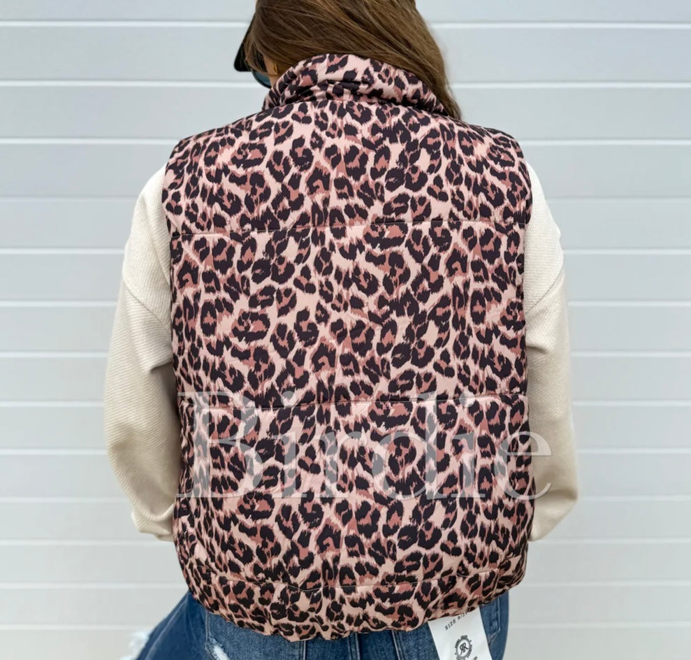 Leopard Puffer Vest