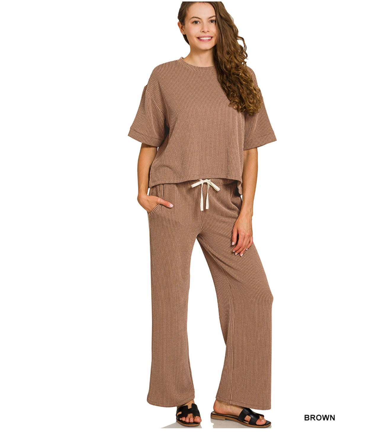 Zenana Ribbed Pant Set