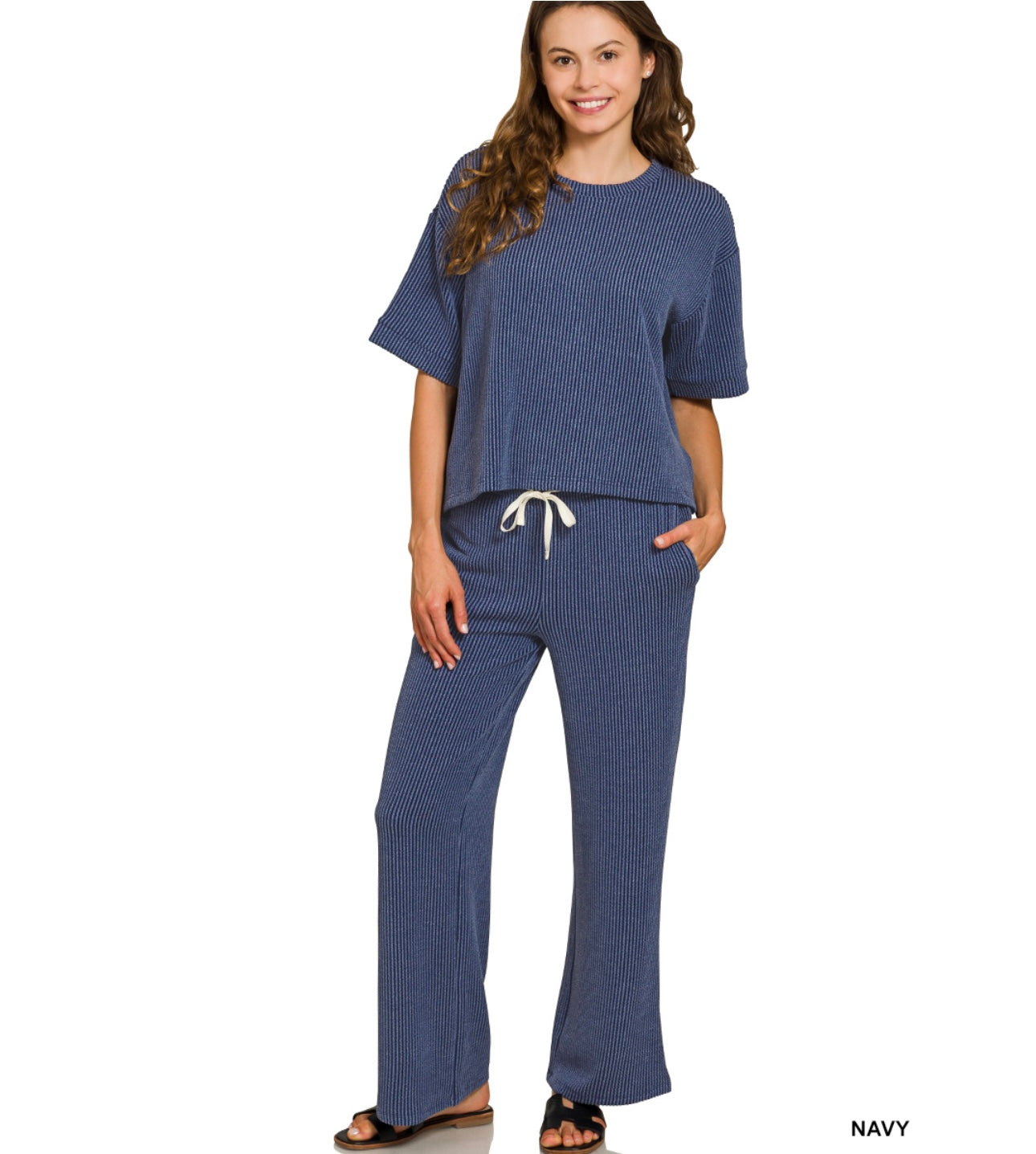 Zenana Ribbed Pant Set