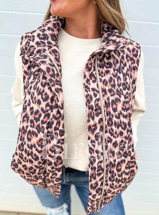 Leopard Puffer Vest