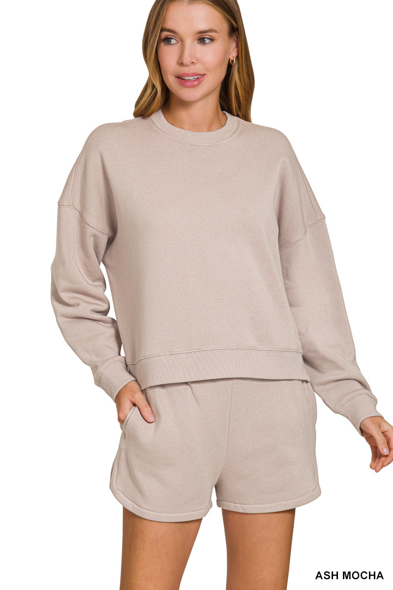 Zenana SWEATSHIRT & SHORTS SET