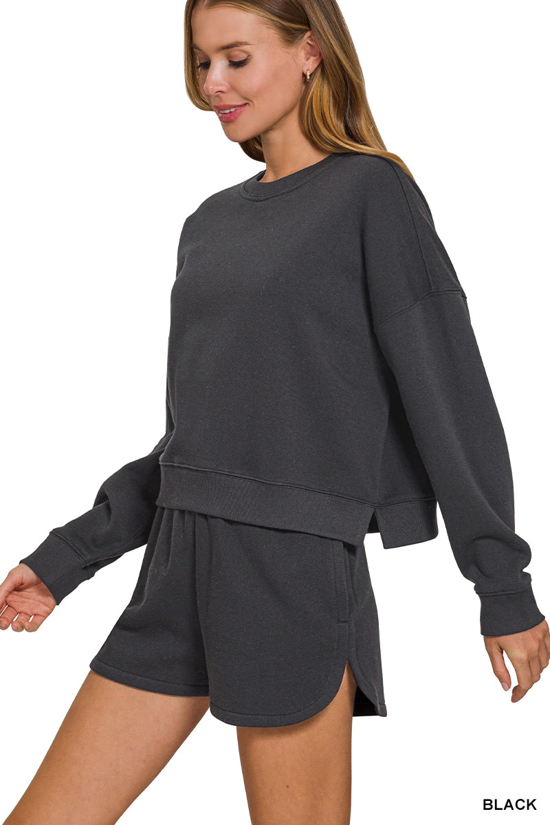 Zenana SWEATSHIRT & SHORTS SET