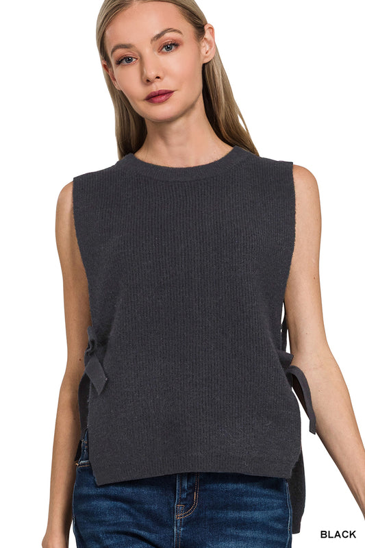 Side tie sweater vest