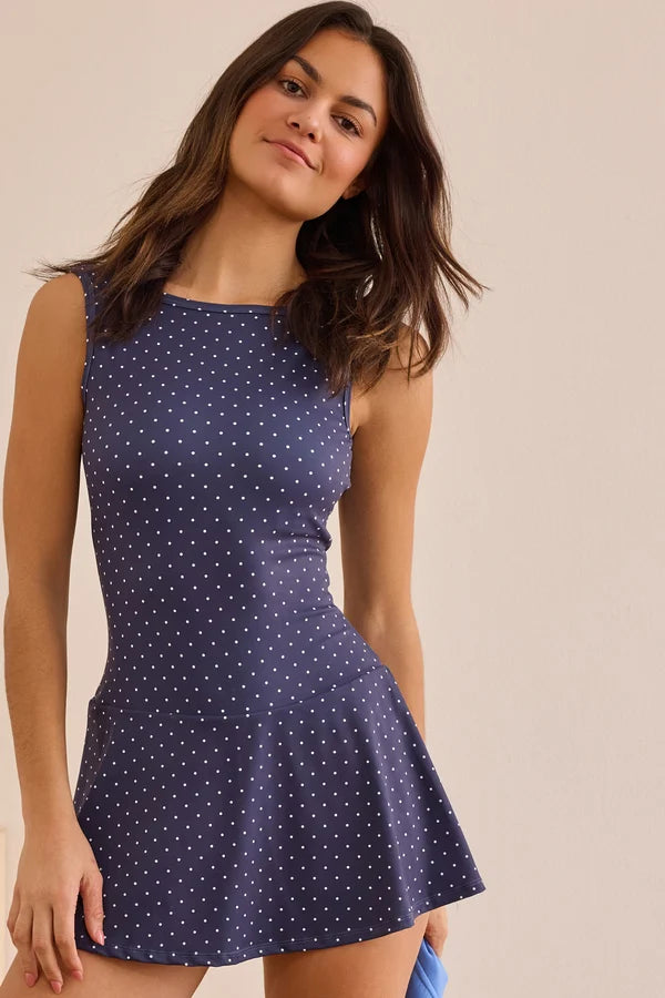 Navy Polka Dot Dress