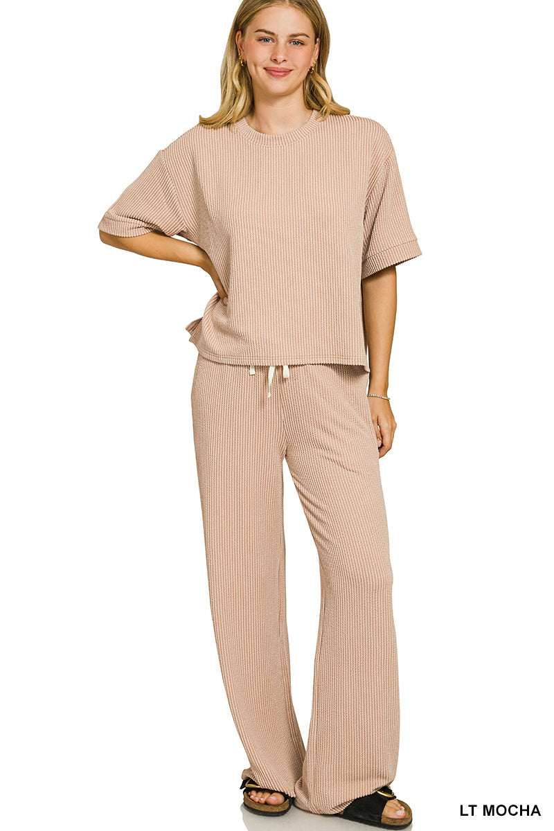 Zenana Ribbed Pant Set