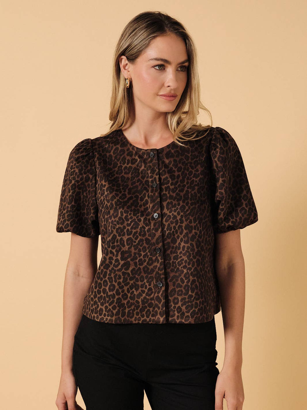 Mocha Wild Puff Sleeve Top