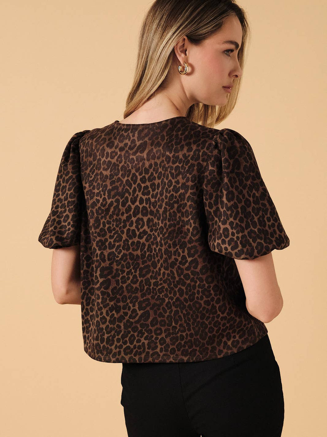 Mocha Wild Puff Sleeve Top