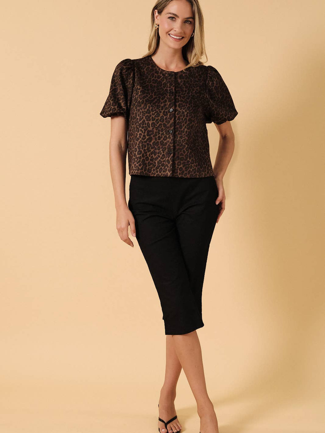 Mocha Wild Puff Sleeve Top