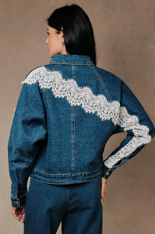 VINTAGE DENIM JACKET WITH LACE