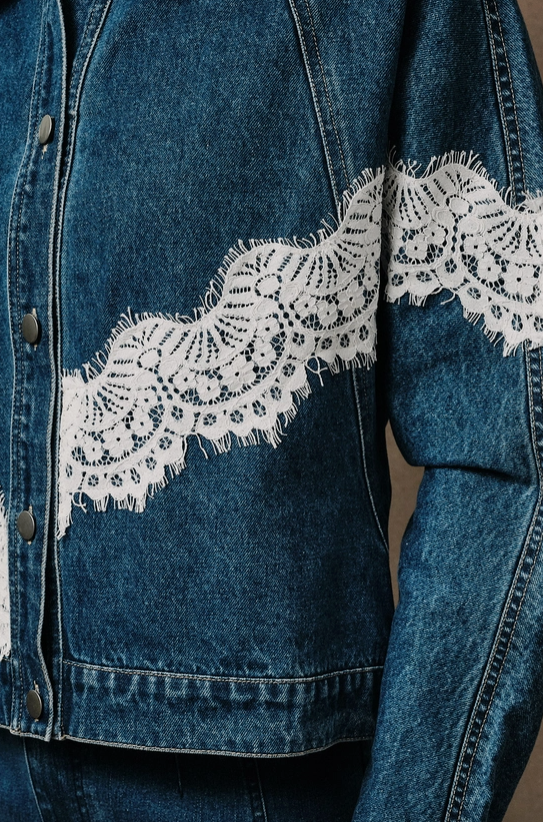 VINTAGE DENIM JACKET WITH LACE