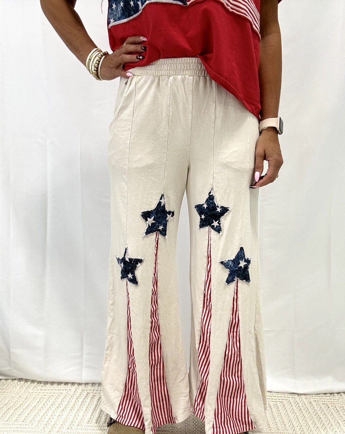 Starry Stroll Flare Pants In Natural