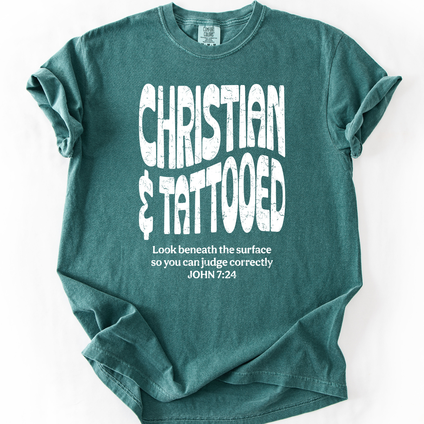 Christian & Tattooed Graphic Tee: Blue Spruce