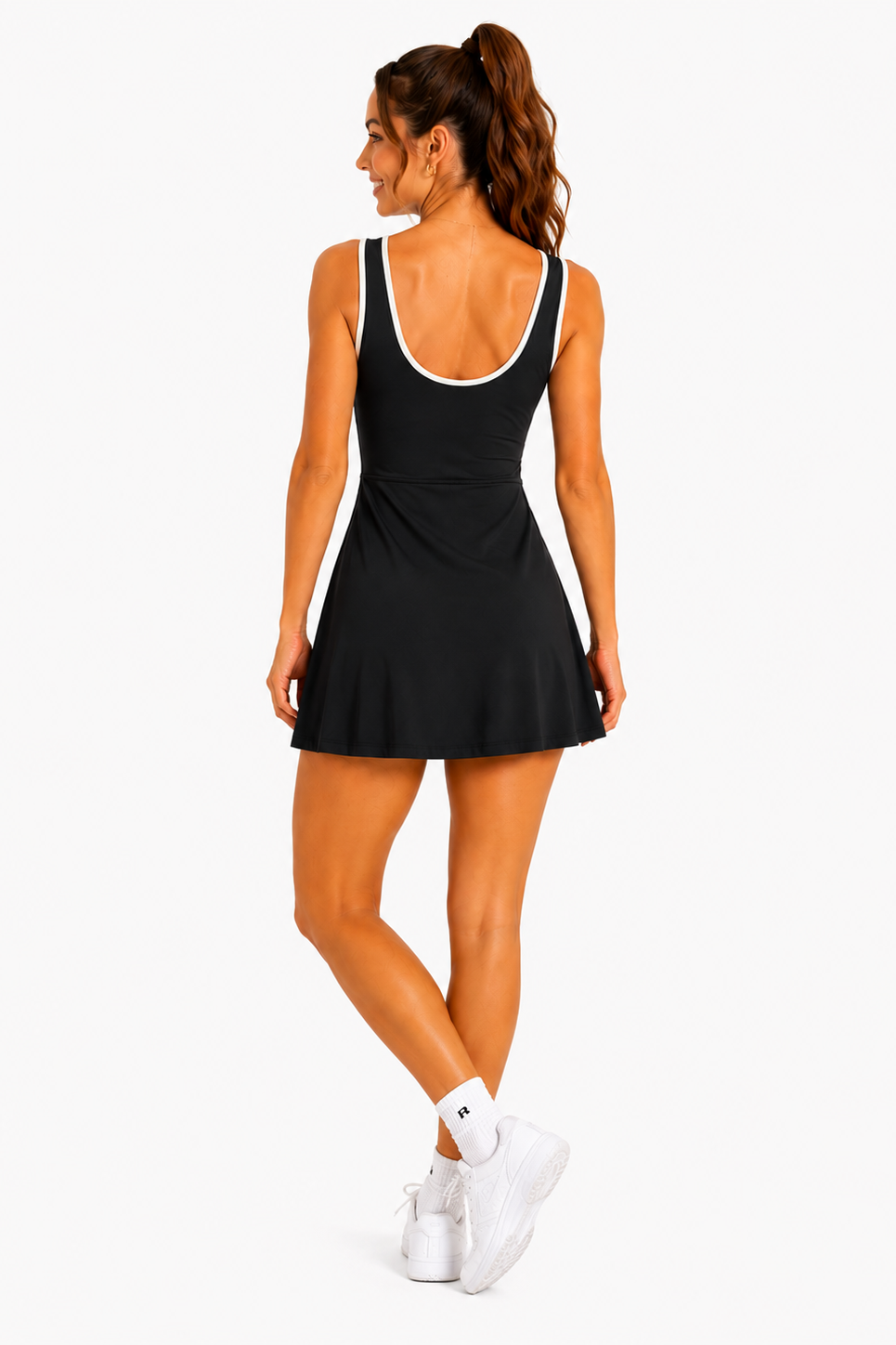White binding line activewear tennis skorts dress or romper : Yellow