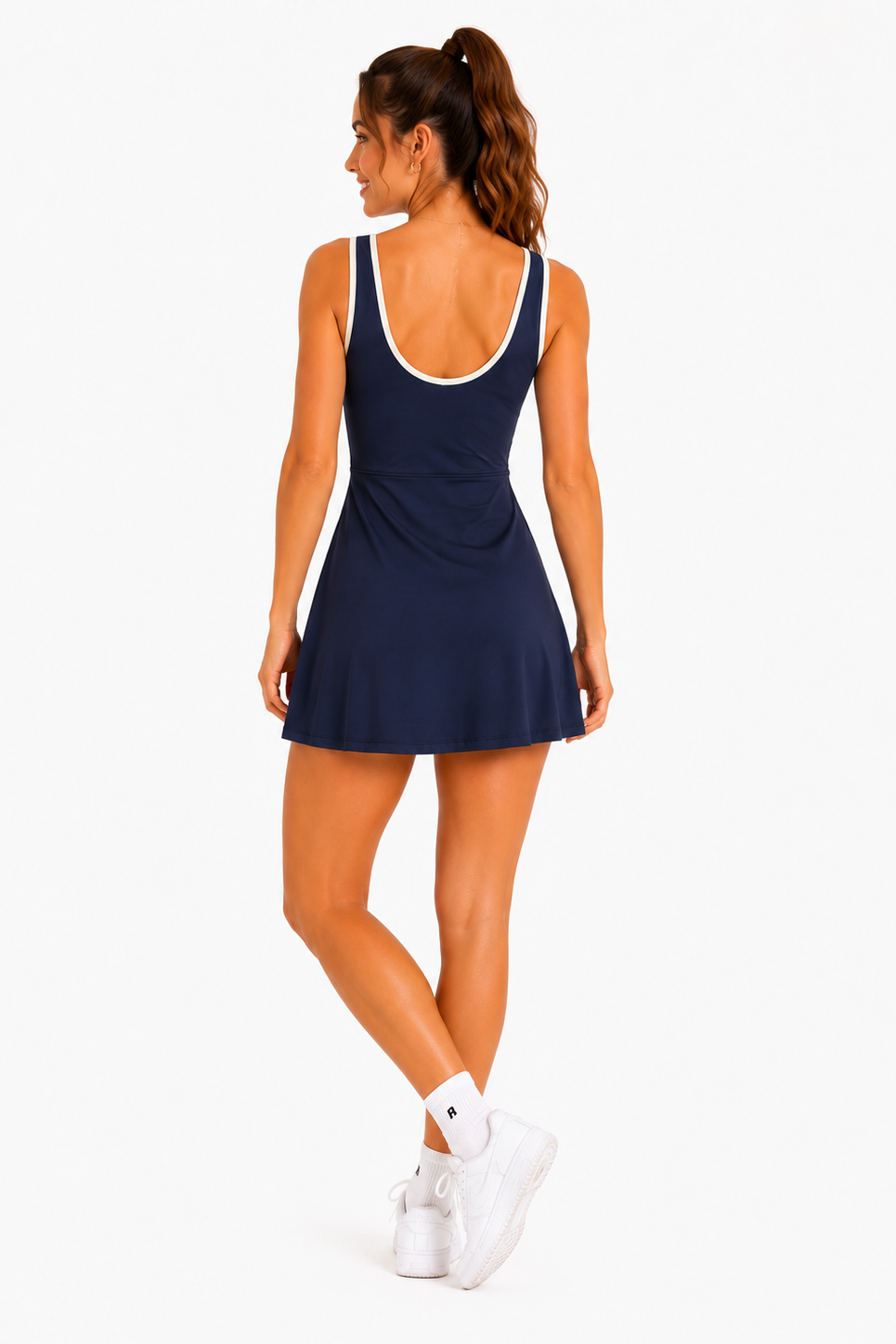 White binding line activewear tennis skorts dress or romper : Yellow